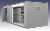 Hospital Temporary Mobile Shelving in a Portacabin