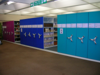 Office Mobile Shelving with Coloured Panels