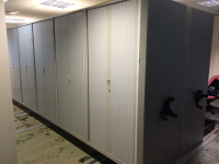 Office Tambour Storage Units on Roller Racking