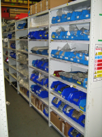 Stores Shelving with Containers