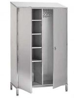 Stainless Steel Garment Cupboard with 3 Shelves and a Rail