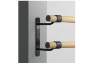 Double, square, wall-mounted ballet barre bracket