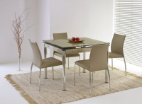 Elsie Pretty Beige Glass Extendable Dining Table