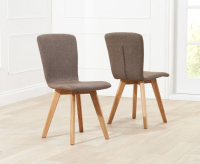 Cunningham Brown Fabric Oak Dining Chair -Pair
