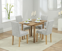 Polly Small Solid Oak Drop Leaf Table-Fabric chairs