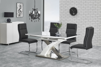 Harmony White & Black Glass Dining Table