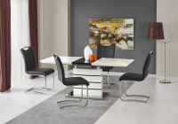 Arctic White And Black Extendable Dining Table