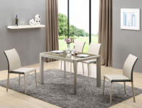 Cassidy Beige Extending Dining Table With Cappuccino Glass Top