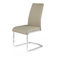 Latte Faux Leather Dining Chair With Chrome Frame
