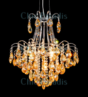 Dallas 6 Light Chandelier, Amber, Smoked Or Clear Glass
