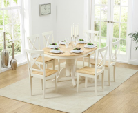 Phylis Round Oak & Cream Extending Dining Table