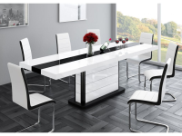 Cruz High Gloss Black & White Dining Table Extends Twice