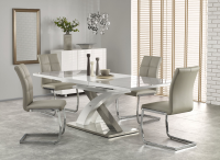 Harmony White High Gloss & Grey Glass Dining Table