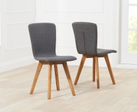 Cunningham Charcoal Grey Fabric Oak Dining Chair -Pair