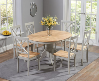 Phylis Round Oak & Grey Extending Dining Table