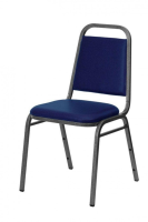 Economy Steel Banqueting Chair Silver Vein Blue Vinyl Fabric