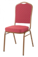 Diamond Steel Banqueting Chair - Gold Frame Red Fabric