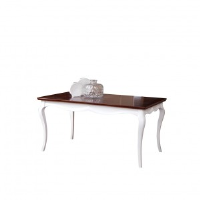 Adelise High Gloss White With Dark Cherry Wood Dining Table