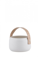 Airlia White Vase With Brown Faux Leather Detail