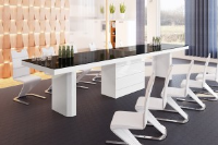 Akiko 16 to 18 Seater White/Black Dining Table 160-412cm