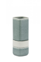 Alden Green Gloss Ceramic Vase With Cream Fabric Belt