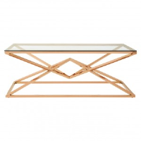 Alexis Clear Glass And Rose Gold Coffee Table