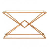 Alexis Clear Glass And Rose Gold Console Table