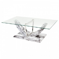 Alistair Clear Glass And Marble Coffee Table