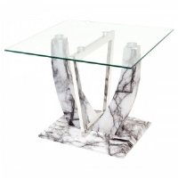 Alistair Clear Glass And Marble Lamp Table