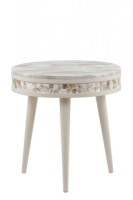 Allegra Marble And And High Gloss Cream Side Table