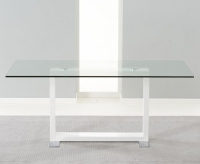 Amara Clear Glass And White Gloss Dining Table 180cm
