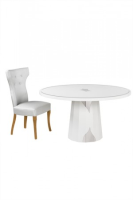 Amoria High End High Gloss Round White Dining Table 140cm