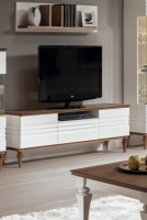 Angelela High Gloss White TV Unit With Oak Trim 164cm