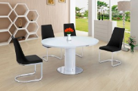 Annular Small Round White Extending Dining Table