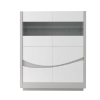 Archibald Gloss Grey And White Wide Display Cabinet W 140cm