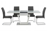 Arden High Gloss White With Grey Extendable Dining Table - With Or Without Chairs