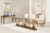 Arizona Clear Glass And Brown Gloss Dining Table 320cm