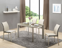 Arla Light Cappuccino Brown Glass And Beige Dining Table 122cm-182cm