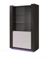 Augustine 2 Door White Gloss And Grey Wash Display Cabinet