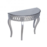 Barbera Half Moon Mirrored And Silver Console Table 120cm