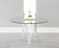 Beau Round Glass And White Gloss Dining Table 130cm
