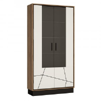 Bellamy White Gloss, Black And Walnut Display Cabinet W 107cm