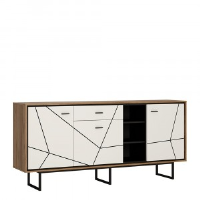 Bellamy Wide White Gloss And Walnut Sideboard W 198cm