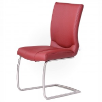 Benedict Red Leather Dining Chair Brushed Steel Cantilever Frame
