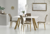 Brayden High Gloss White And Honey Dining Table