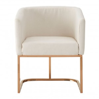 Brocco Ivory Fabric  And Rose Gold Dining Chair