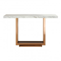 Brocco Rose Gold And Glossy Marble Top Console Table