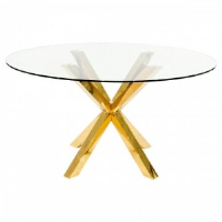Cambridge Clear Round Glass Dining Table With Gold Legs 137cm