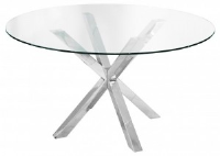Cambridge Clear Round Glass Dining Table With Stainless Steel Legs 137cm