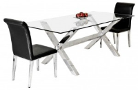 Cambridge Rectangular Glass And Stainless Steel Dining Table 198cm